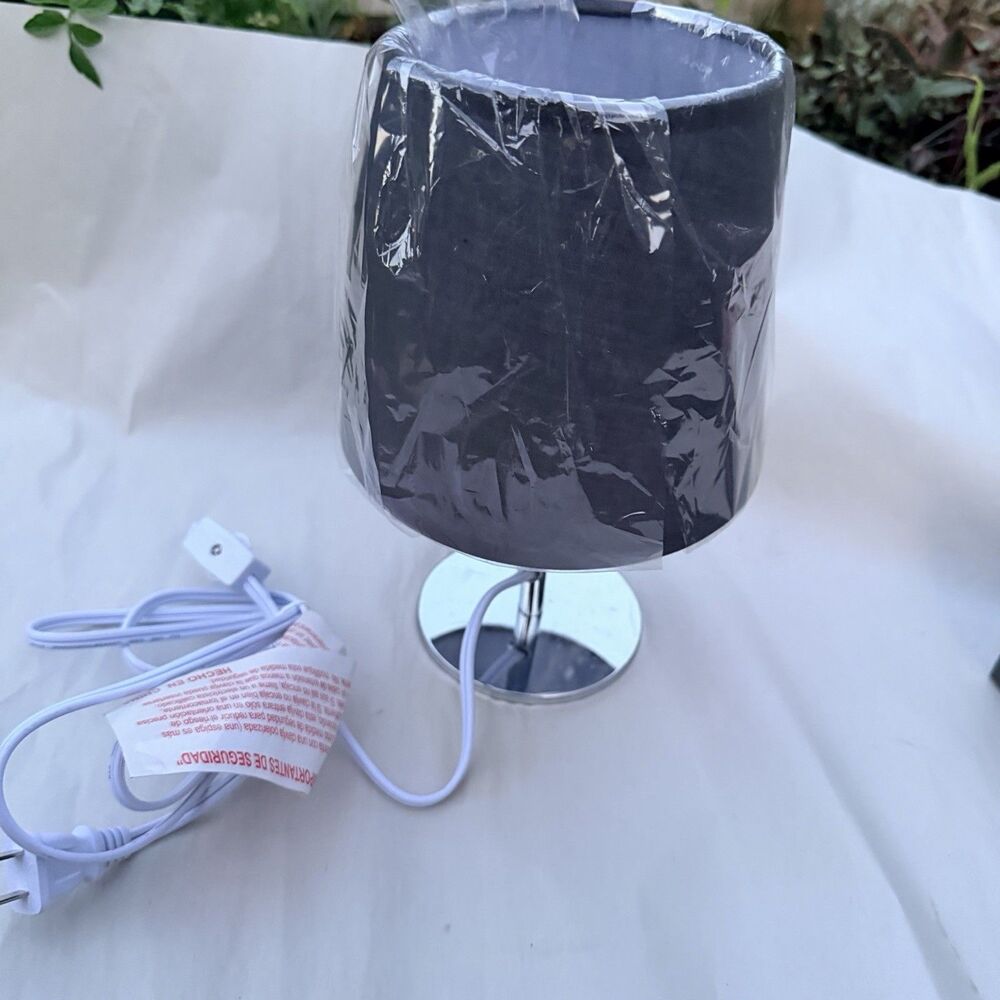 Mini Chrome And Black Table Lamp- 12 Inches